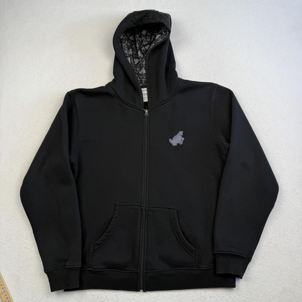 Pokemon Center Hoodie Mens Small Black Full Zip Team Magma Graphic Back Logo